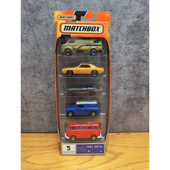 Matchbox 5 Pack. Mini‎ Van, T2 Bus, Chevy Van, 1969 Camaro, E TYPE Coupe - Picture 1 of 2